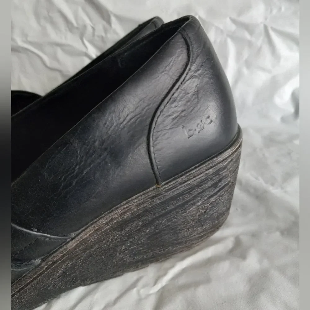 BOC Women's Size 10M Rijeka Black Leather Closed Toe Clog Wedge Comfort Shoes - Picture 3 of 9